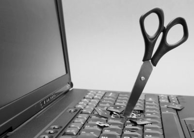 Scissors in laptop